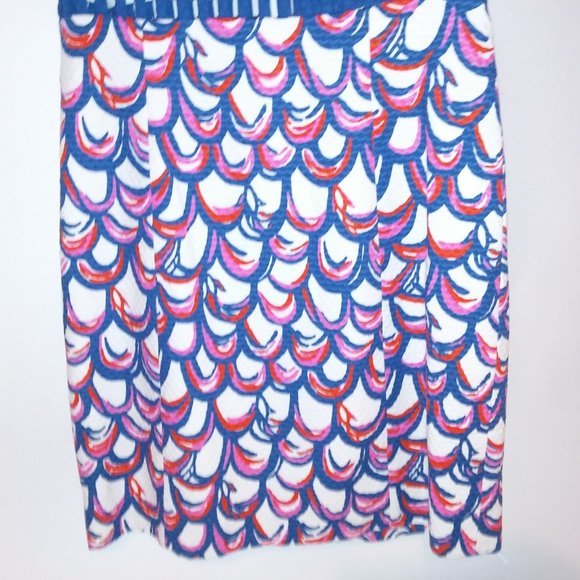 Lilly Pulitzer Dress Size 4 Sheath White Blue Red Pink Textured Scoop Neck Sleev - Picture 13 of 15